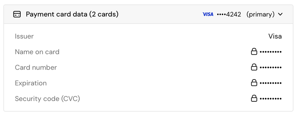 View and decrypt PCI (card data) in the dashboard